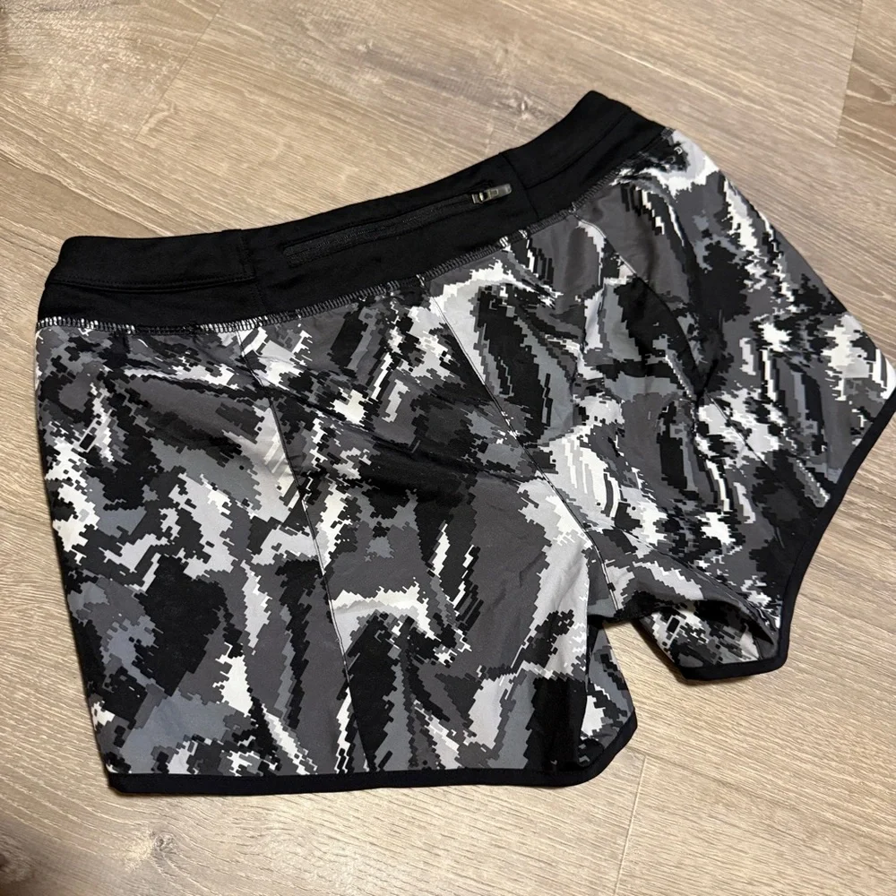 Nike Black and Gray Athletic Shorts with Reflective Finish-Size L